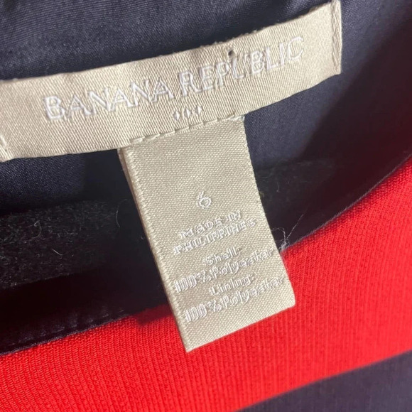 Banana Republic Women's Red & Navy Stripe Sleeveless Sheath Work Dress Size 6 - Picture 5 of 8